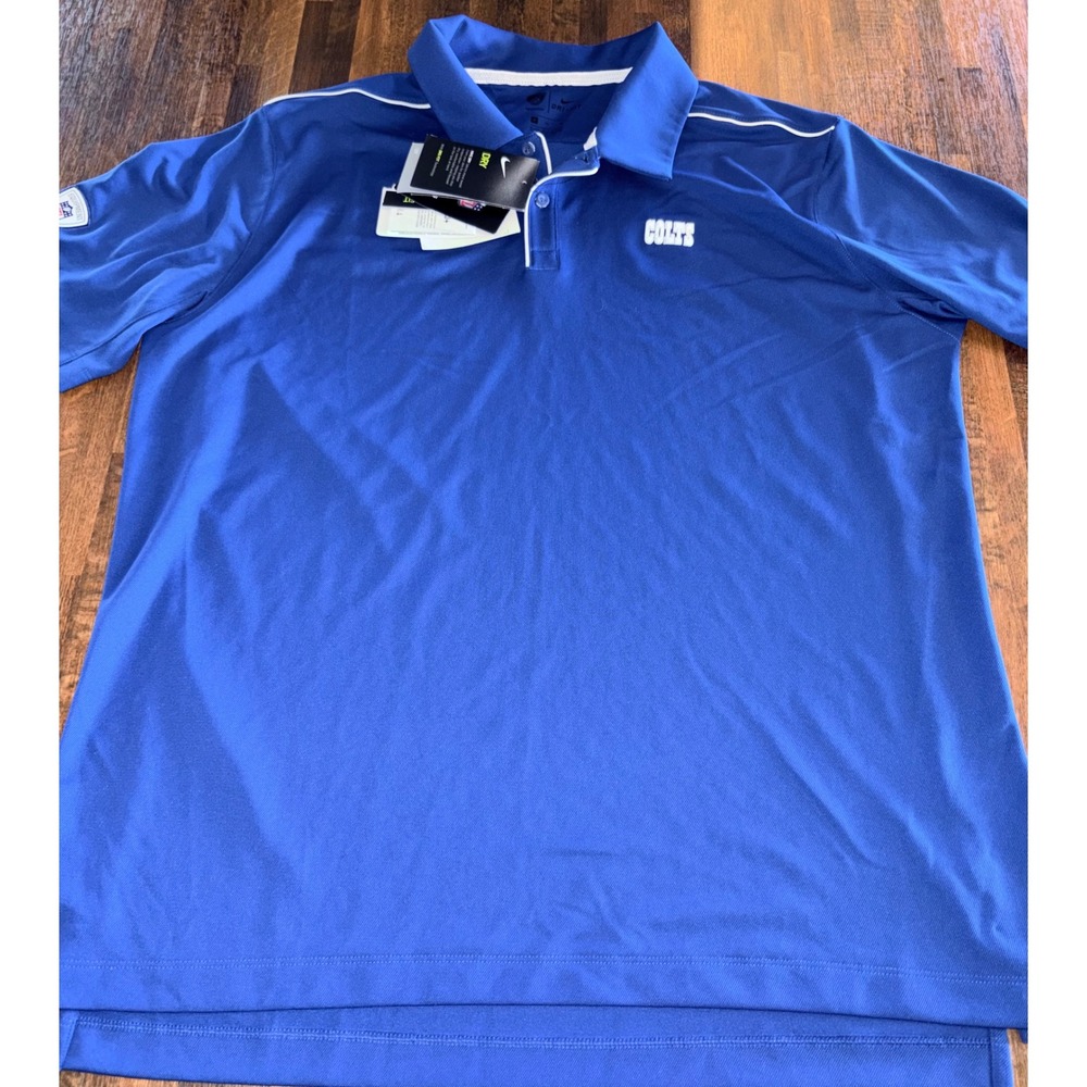 Nike NFL Indianapolis Colts Dri-FIT Polo Shirt Blue Mens XL New With Tags